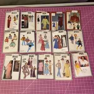 Vintage Simplicity Sewing Patterns Lot (15) Women's Fashion + Costumes 70's-80's